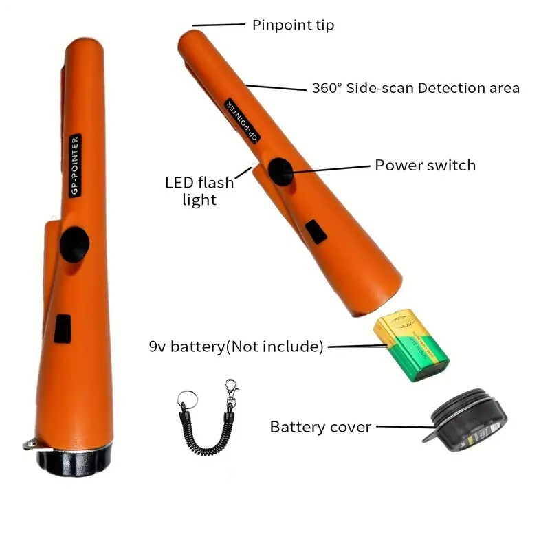 2025 Green 360 Degree Side Detection w/Pin Point tip Metal Detecting Pointer