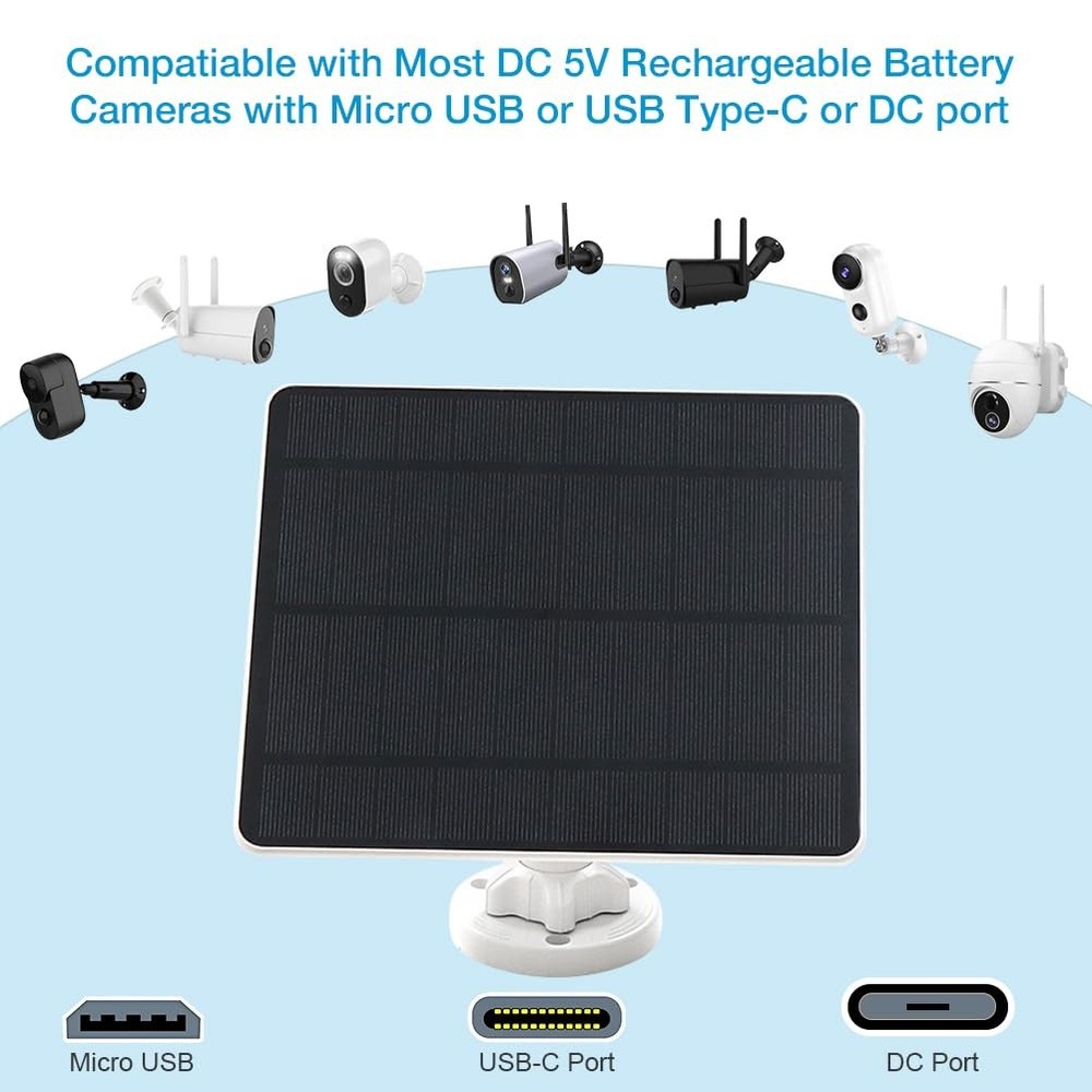 Solar Panel for Security Camera,5W USB Solar Panel for Cameras DC 5V,Camera S...