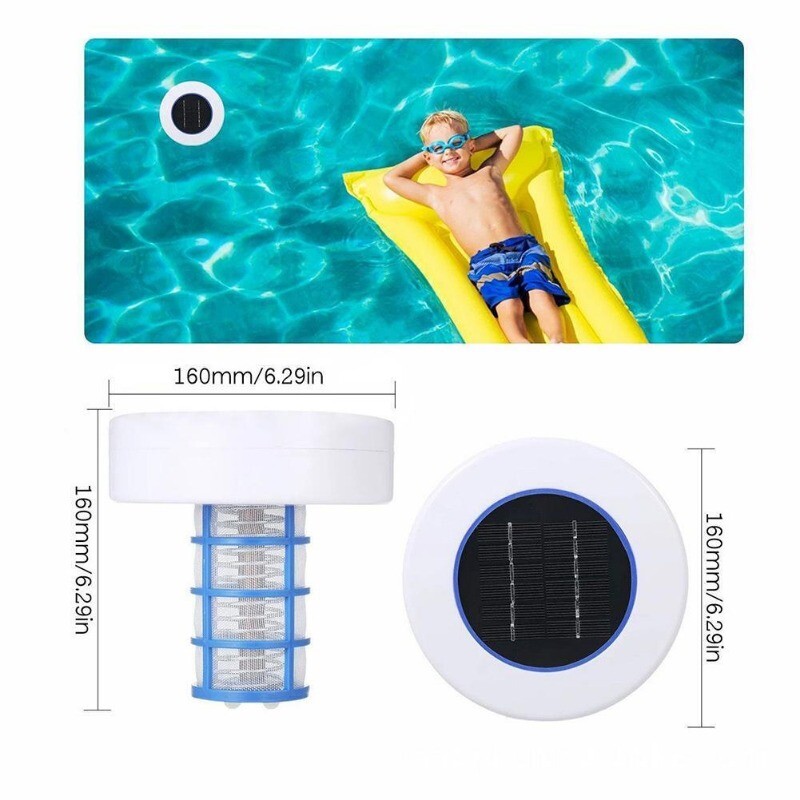 Solar powered copper-ion Pool Ionizer w/ LED Self-cleaning Anode FAST