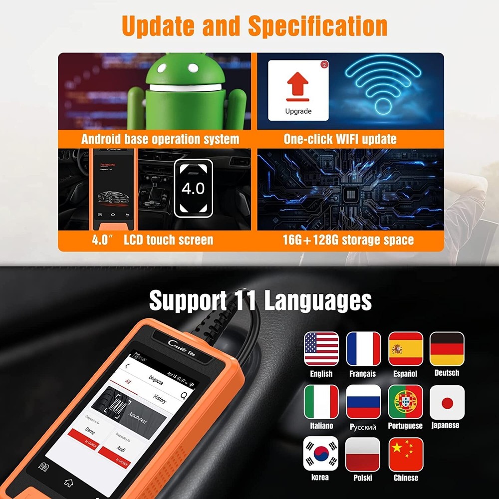 2024 LAUNCH Creader Elite for Honda Car OBD2 Diagnostic Tool Scanner Key Coding