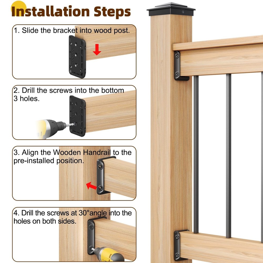 30-Piece Heavy-Duty Deck Railing Bracket Kit with Screws & Drill Bit