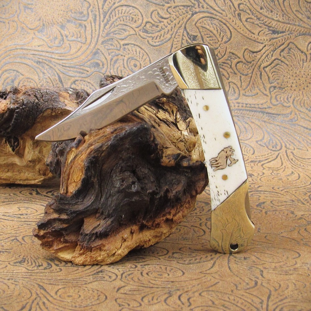 *3" Riveted Antler Handled Locking Blade Pocketknife