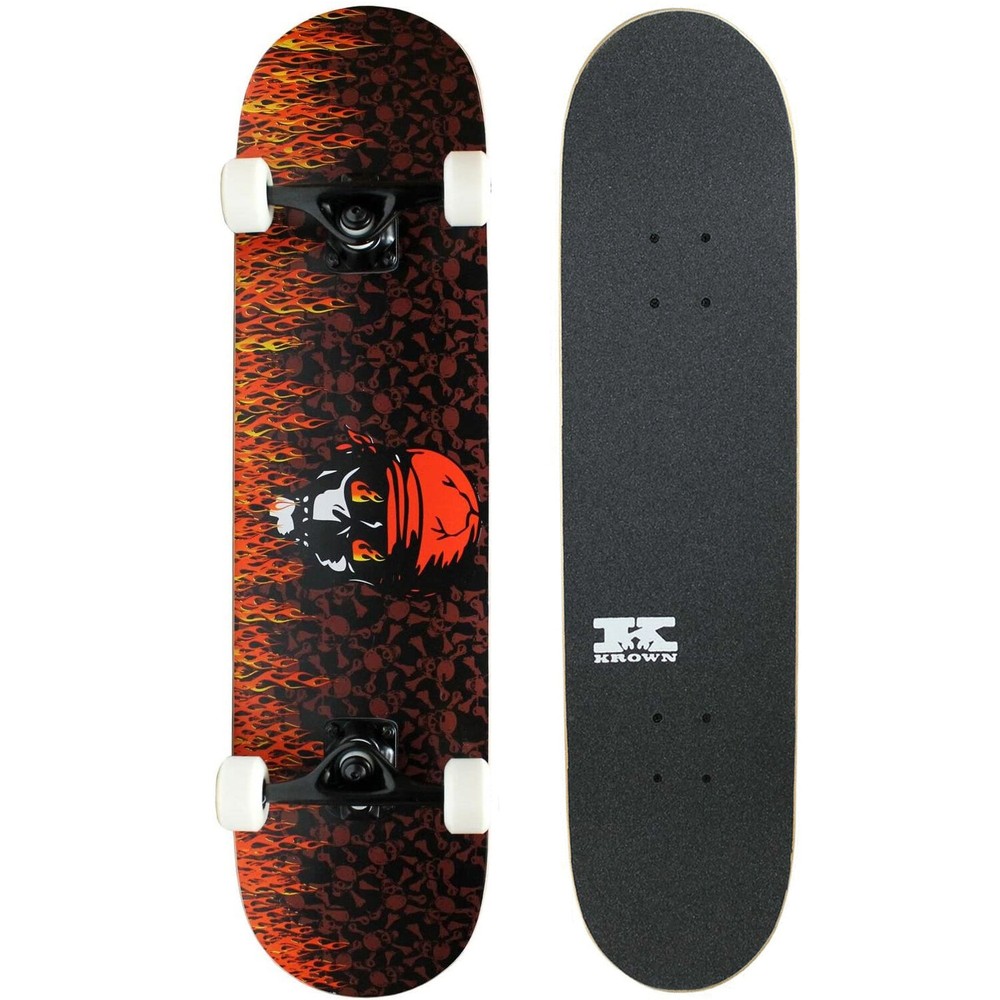 Krown KPC Skateboard Complete Red Flame 7.75"