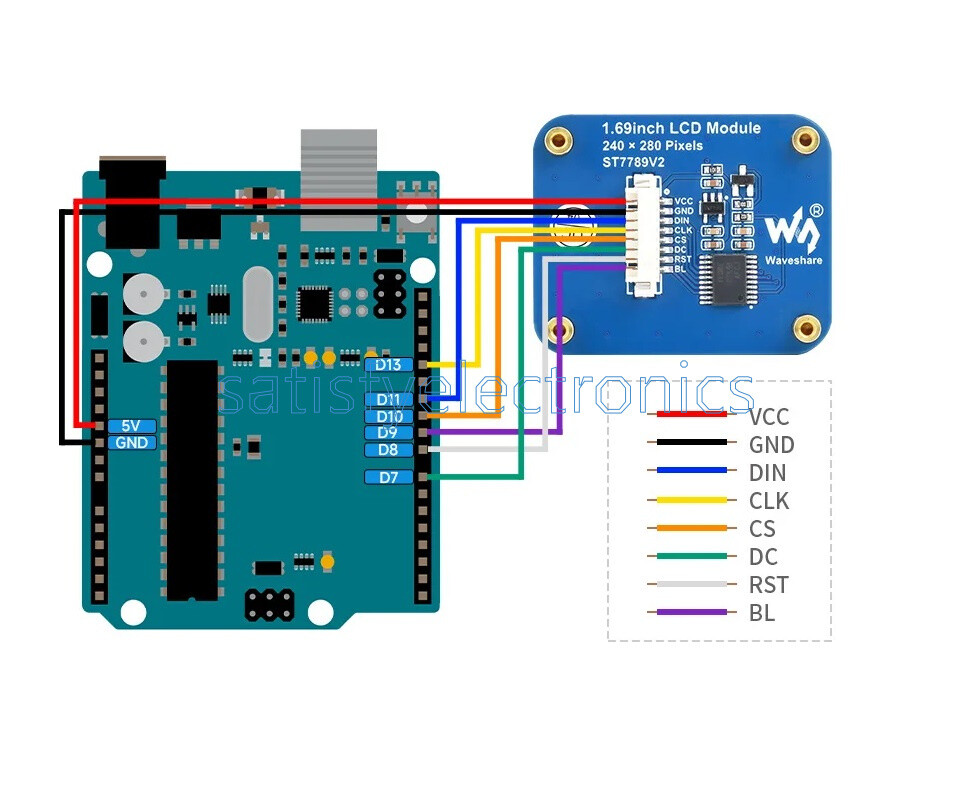 1.69 Inch LCD IPS 262K Display Module for Arduino ESP32 Raspberry Pi 4B 3B+ Zero