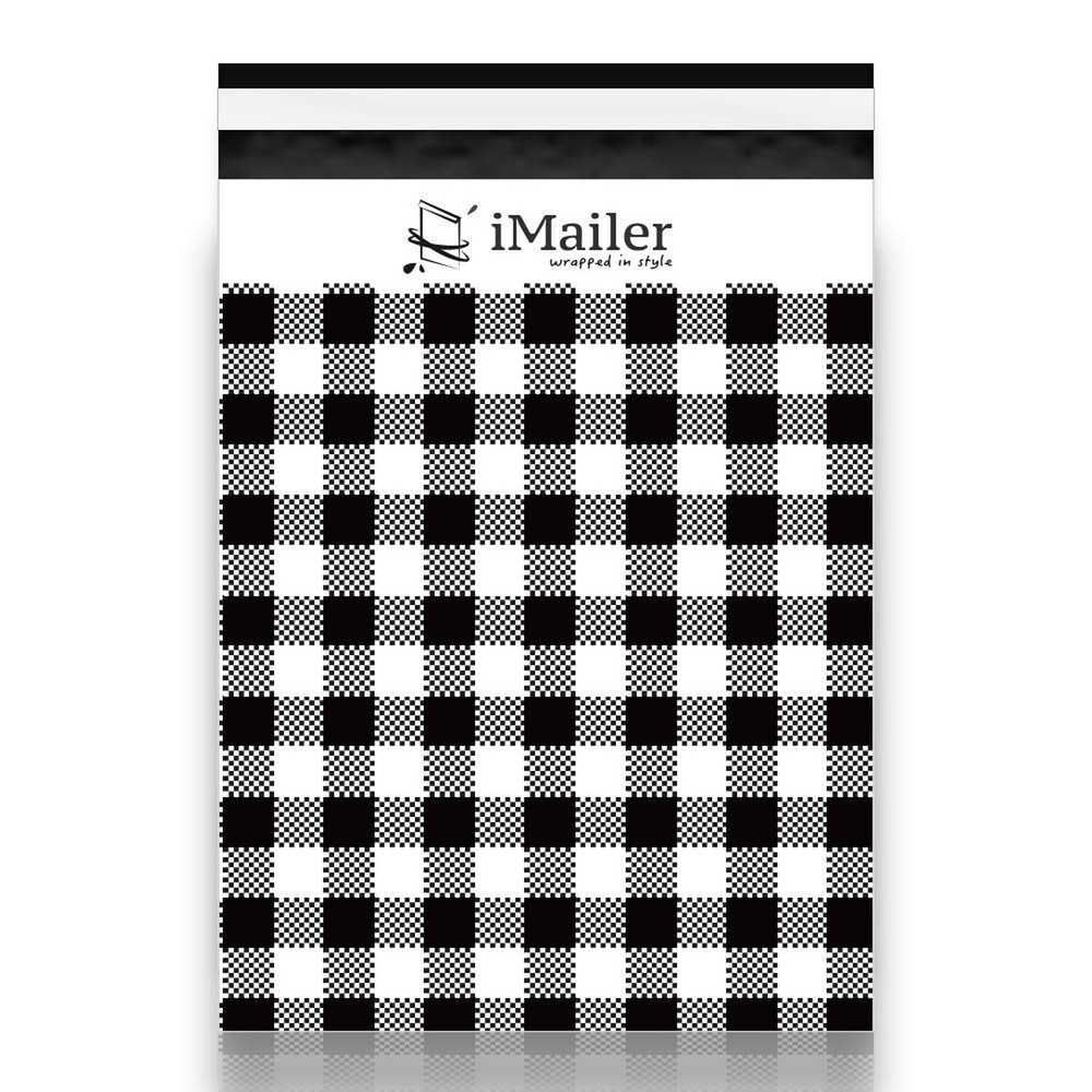 100 Count - 12 x 15.5 inch, Poly Mailer Black Gingham Plaid Package Envelope,...