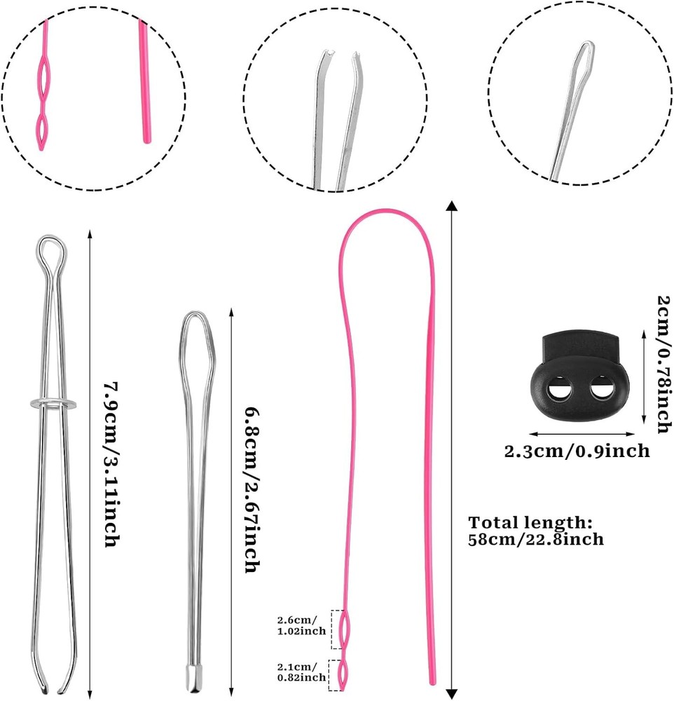 8Pcs Drawstring Threader Tool Set,Flexible Drawstring Threaders Plastic Drawstri