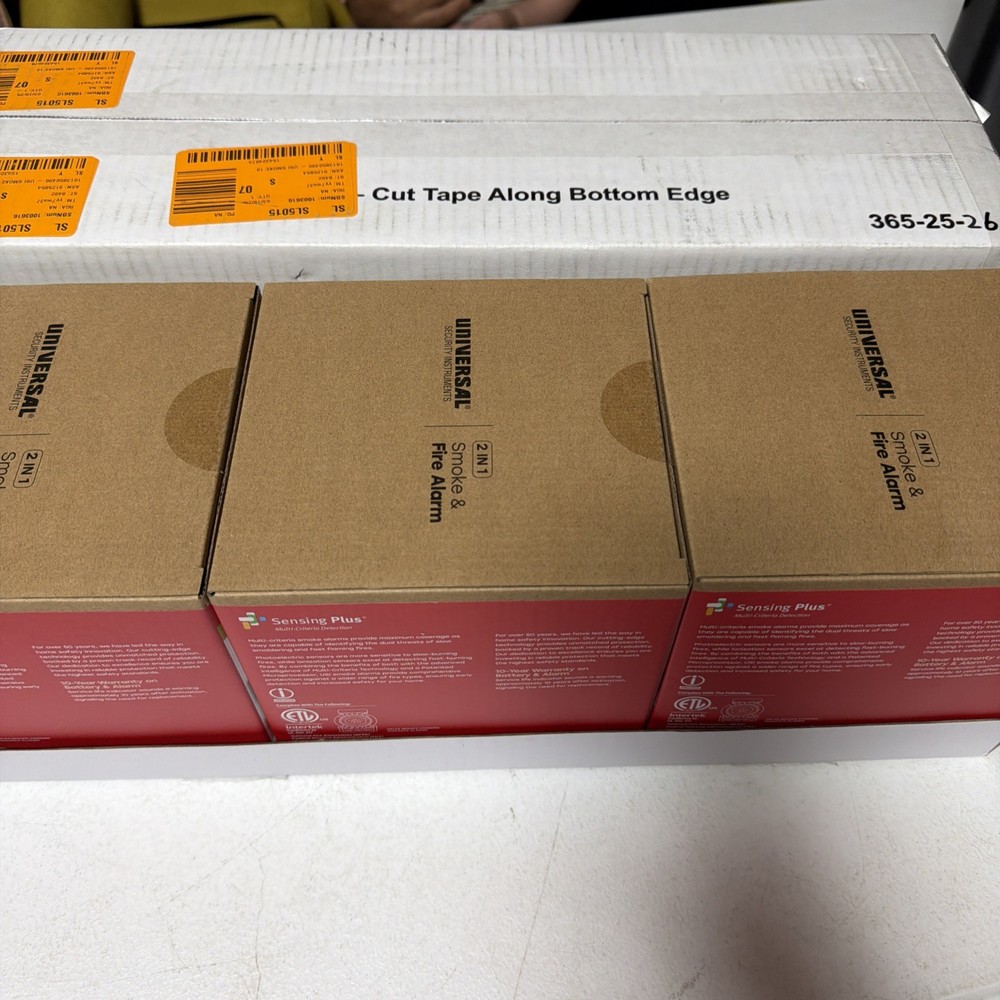 3x Universal Security (3-Pack) Hardwired & 10-Year Battery Fire & Smoke Detector