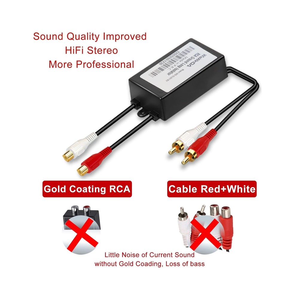 RCA Noise Filter Hum Eliminator Ground Loop Isolator (No Affect Bass) Quality...