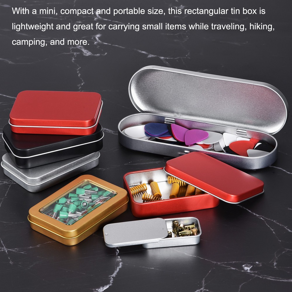 Metal Tin Box 3.66"x3.66"x2.17" Rectangular Empty Tinplate Containers Silver