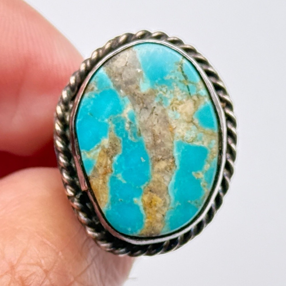 Vintage Navajo Native Turquoise Silver Ring Size 6