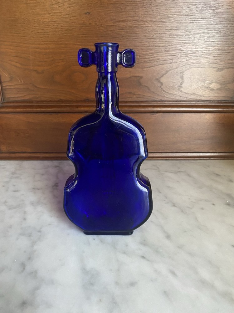 Cobalt Blue Bottle Shaped Like A Violin