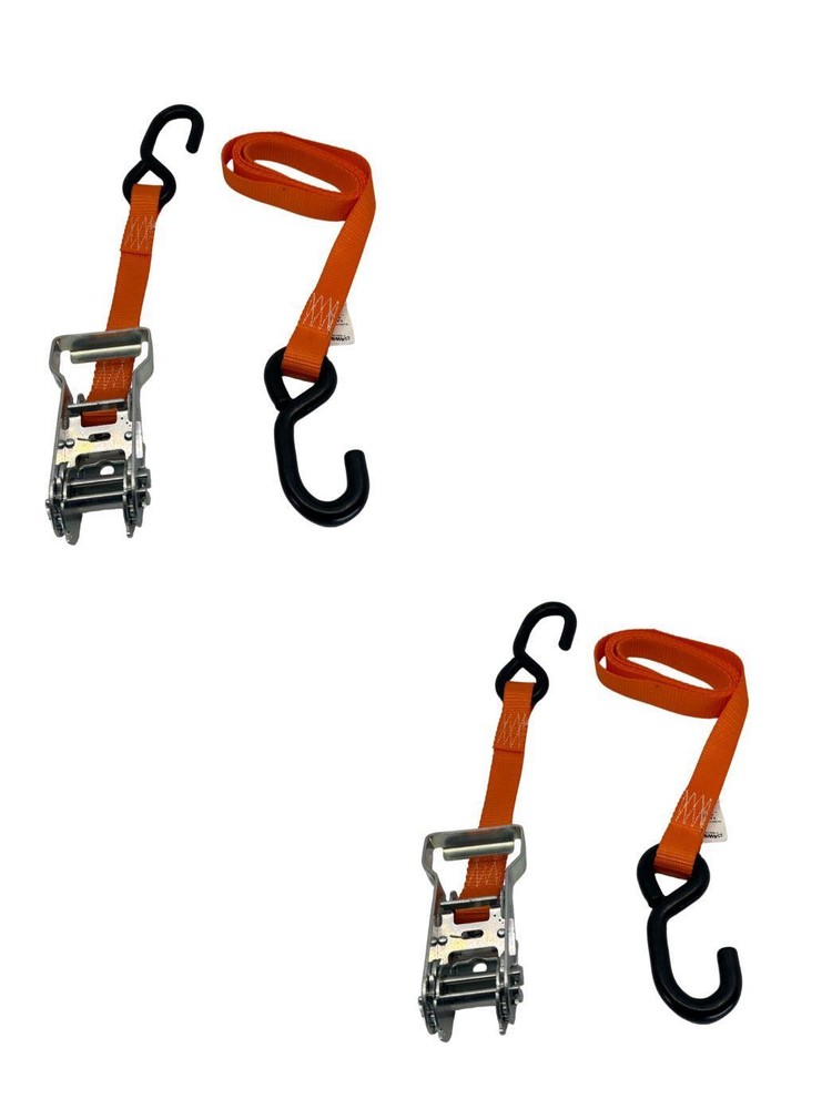 1"X6' Ratchet Strap w/ S-Hooks 2 Pack
