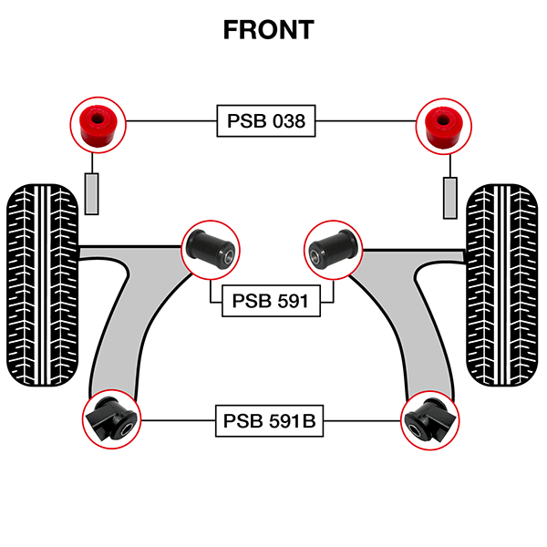 6x Toyota Corolla (88-92) Front Polyurethane Bushing Kit