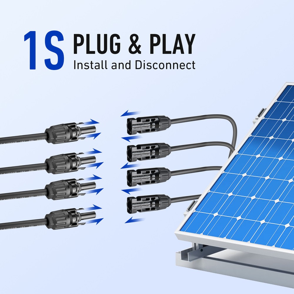 One Pair Solar Panel Y Branch Cable Connection Adapter Connector Extension US