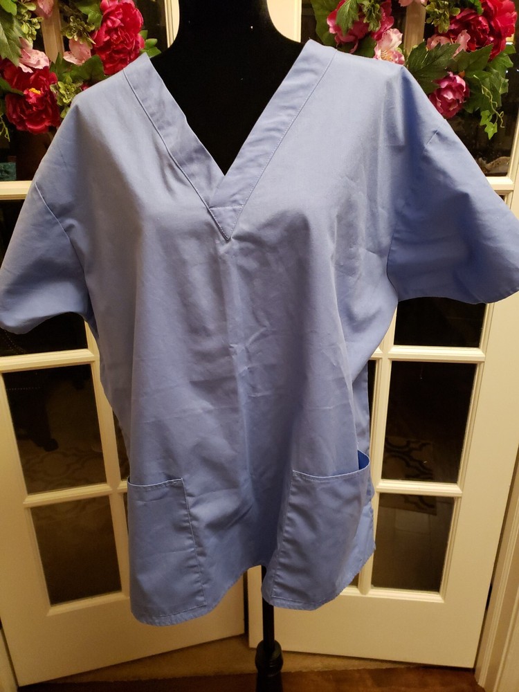 XXL Two Solid Color Scrub Tops With Pockets By Crest