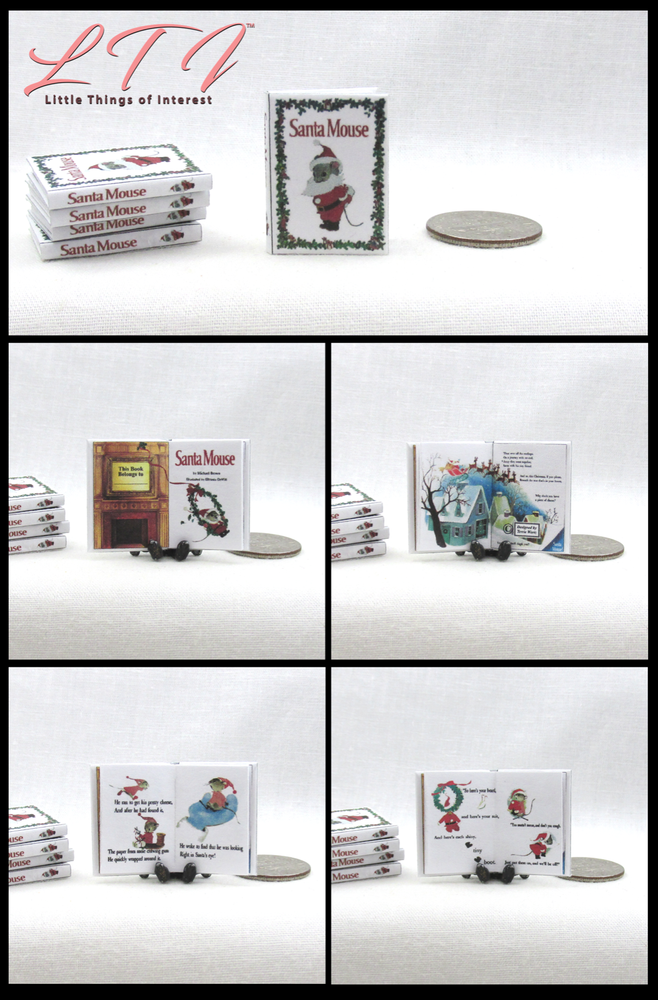 SANTA MOUSE 1:12 Scale Miniature Readable Illustrated Book