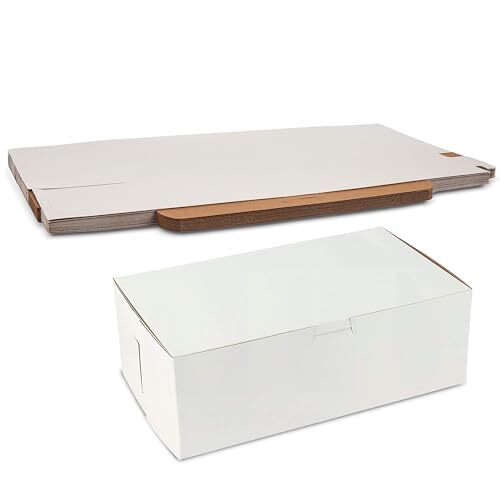 Cookie Boxes - 10" x 6" x 3 5" (15 Pieces) White Bakery Boxes No-Window -