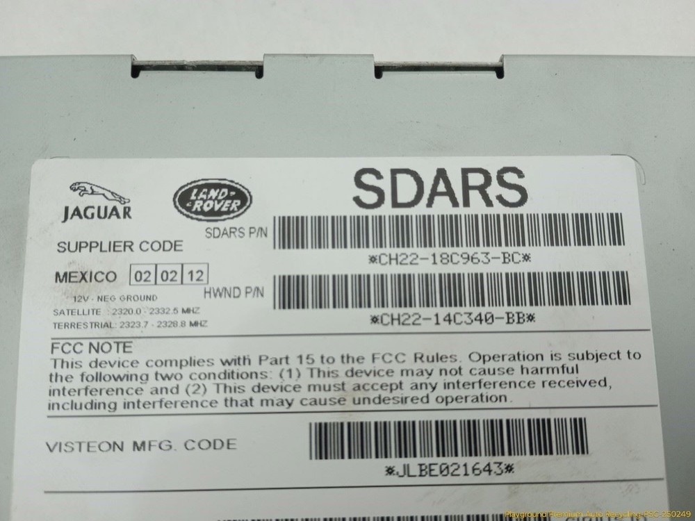 Range Rover Evoque L538 Sirius Satellite Radio Receiver Control Module 2012-2013