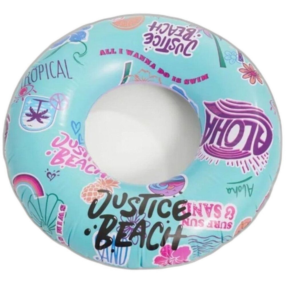 JUSTICE Beach Inflatable Pool Float ALOHA TEAL 39 Inches NEW