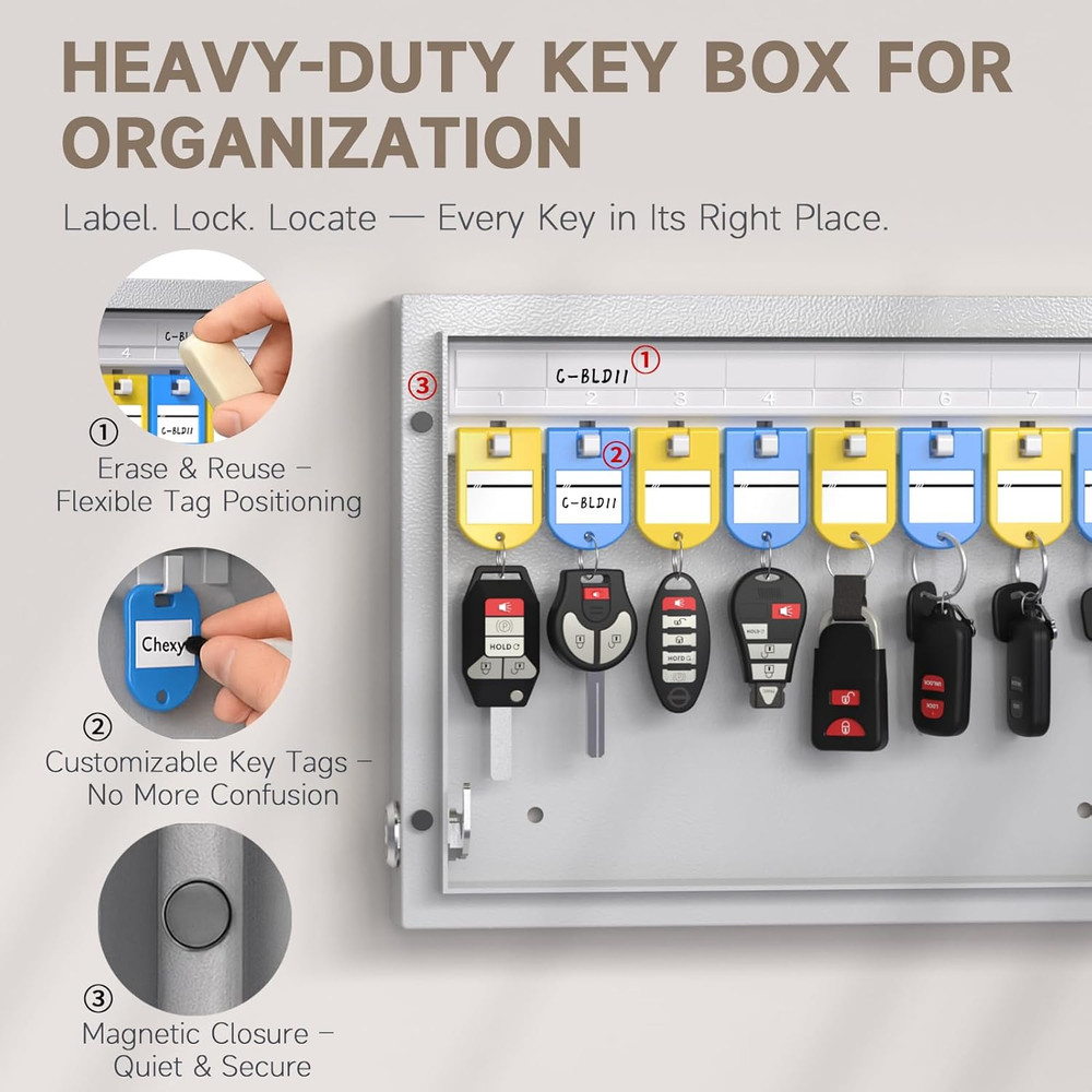 Wehere 16 Key Lock Box Wall Mount, APP Bluetooth/Otp/Wi-Fi/Fixed Code/Key Unlock
