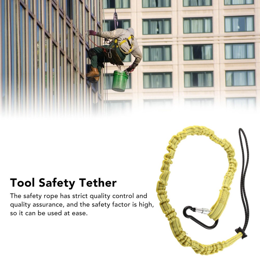 Yellow Tool Safety Tether Nylon Tool Lanyard Climbing Rope For Construction