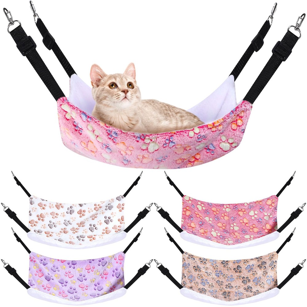 Geelin 4 Pcs Cat Hammock for Cage - Soft Pet Hammock Bed, Adjustable Straps