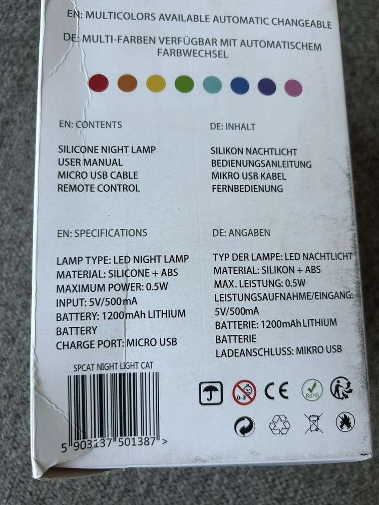 Cat Night Light Or Table Lamp Changes Color Remote Control By Sweet Ponies