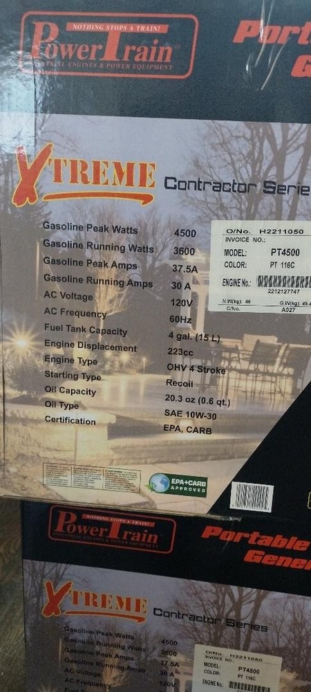 Powertrain Gasoline Generator 4500w