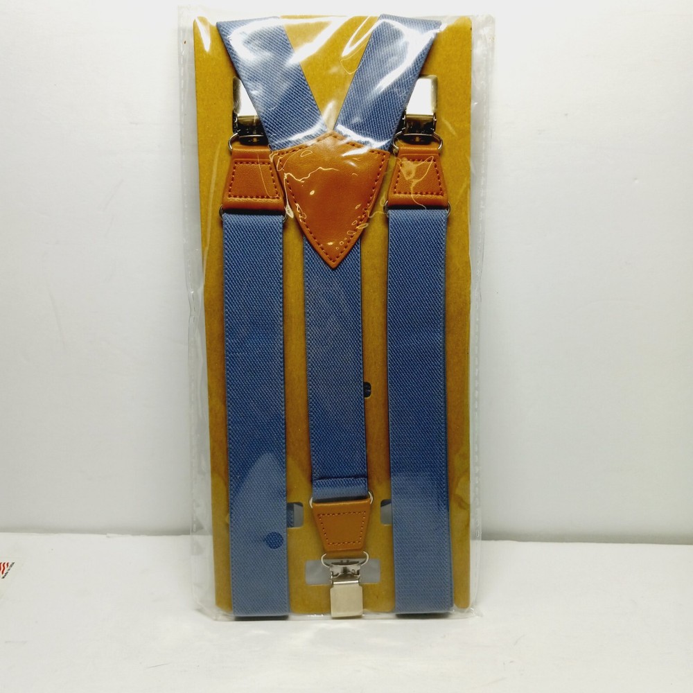 Suspender Straps 40" Dusty Blue With Matching Bowtie