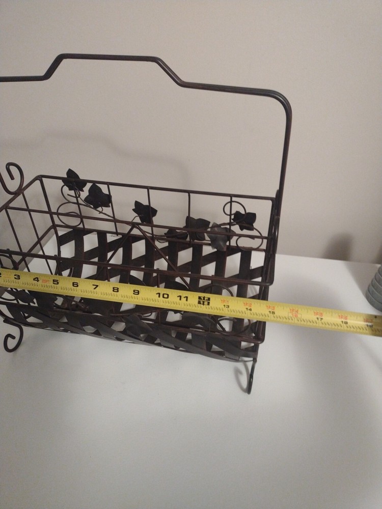 Vintage Wrought Iron Grapevine Magazine Rack