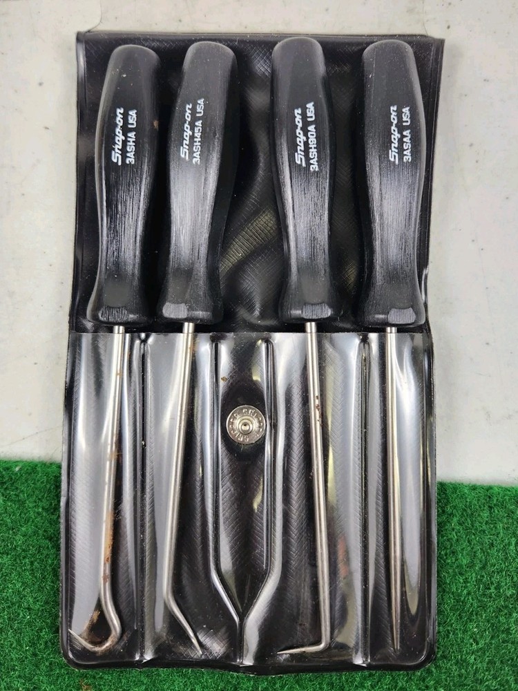 SNAP-ON TOOLS ASA204A Black Mini Screwdriver Handle 4Pc Pick Set!!
