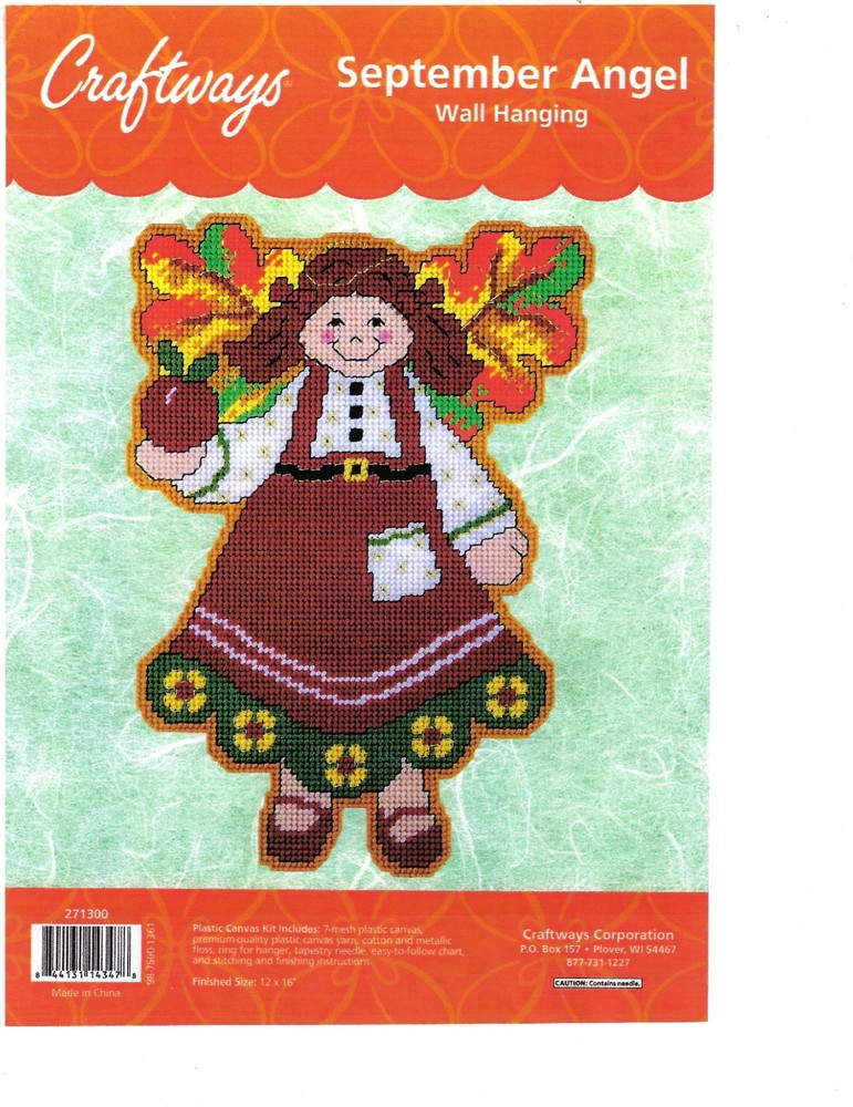 SEPTEMBER ANGEL  WALL HANGING   plastic canvas  PATTERN (#TF0580)