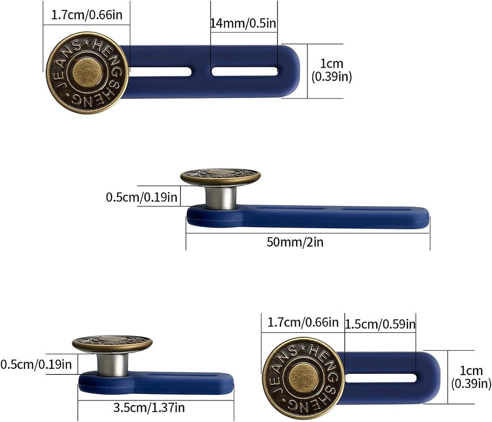 6 Pcs Jean Button Extender Pants Extender for Moderate dark blue