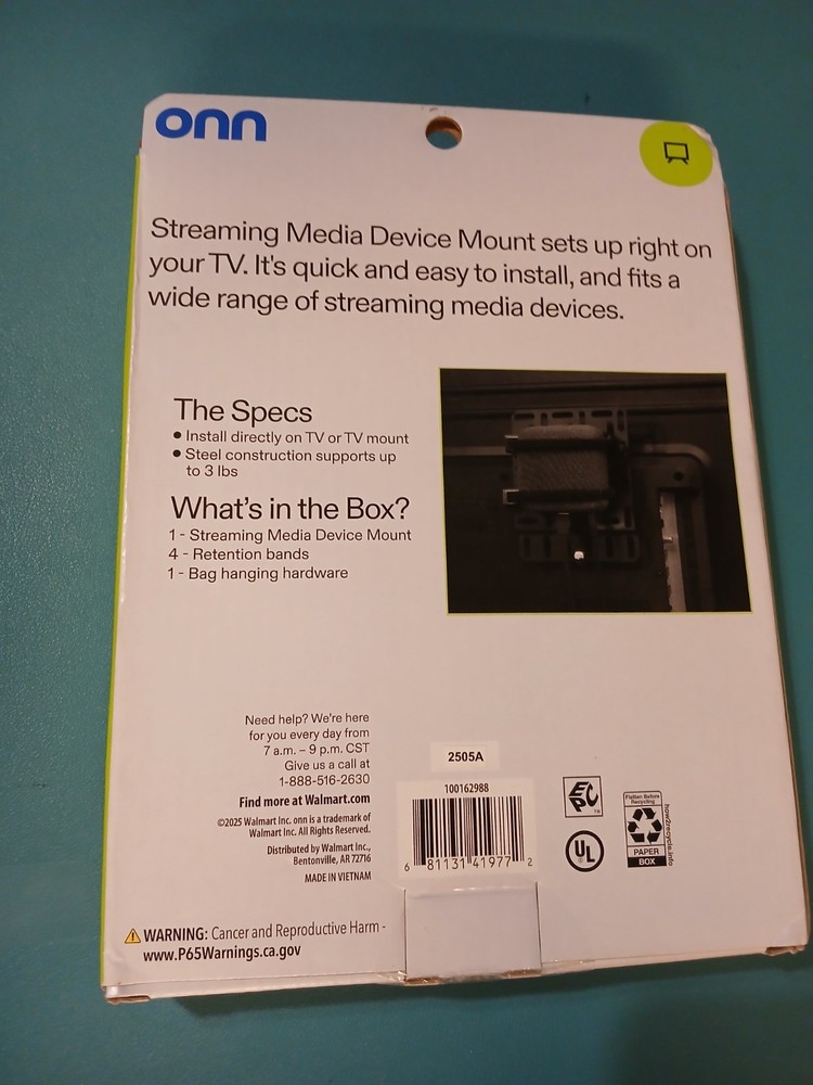 Universal Streaming Device Mount Holds Media Devices Up to 3lbs Securely Behind
