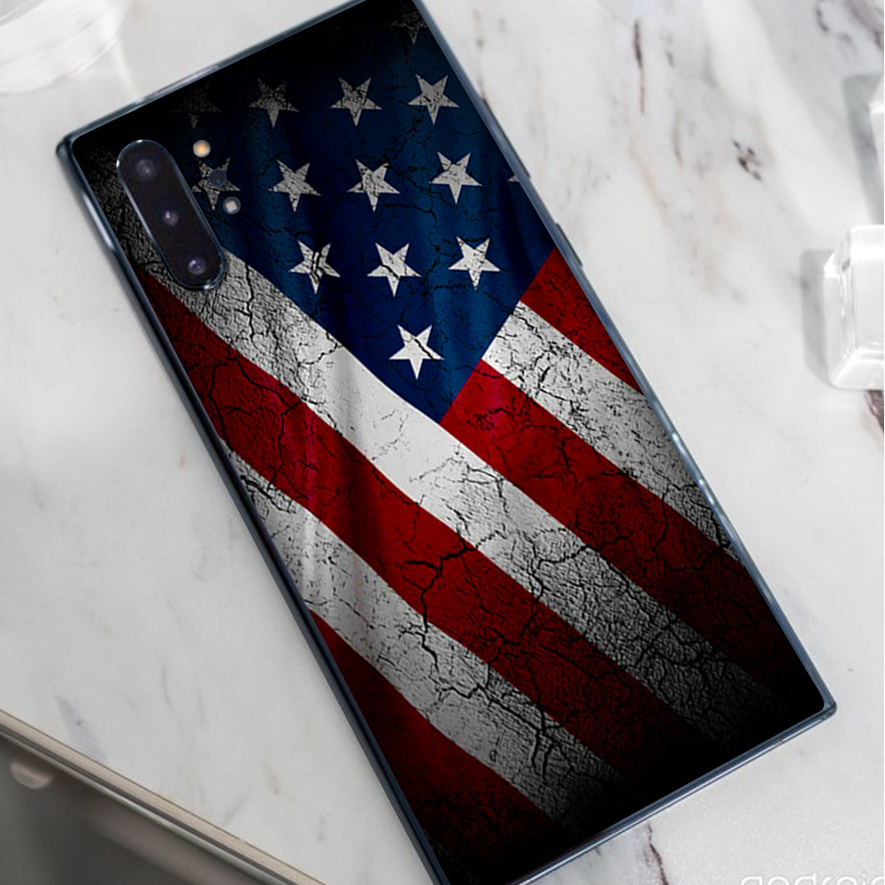 Skins Decal Wrap for Samsung Note 10 Plus American Flag distressed wave