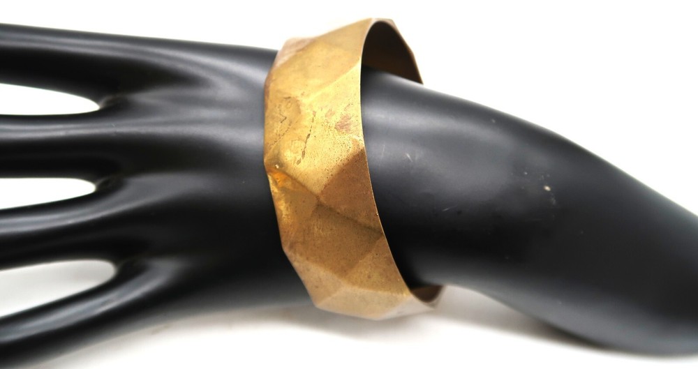 Nice Brass Tone Geometric MCM Pattern Bangle Bracelet May be Signed Coro