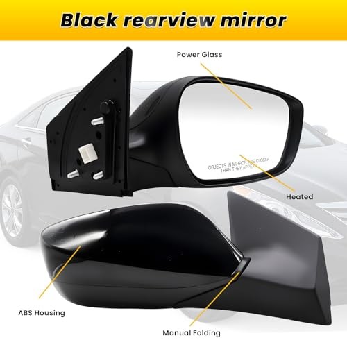 Passenger Side Mirror Assembly Compatible with Elan-tra 2011-2013 with Right
