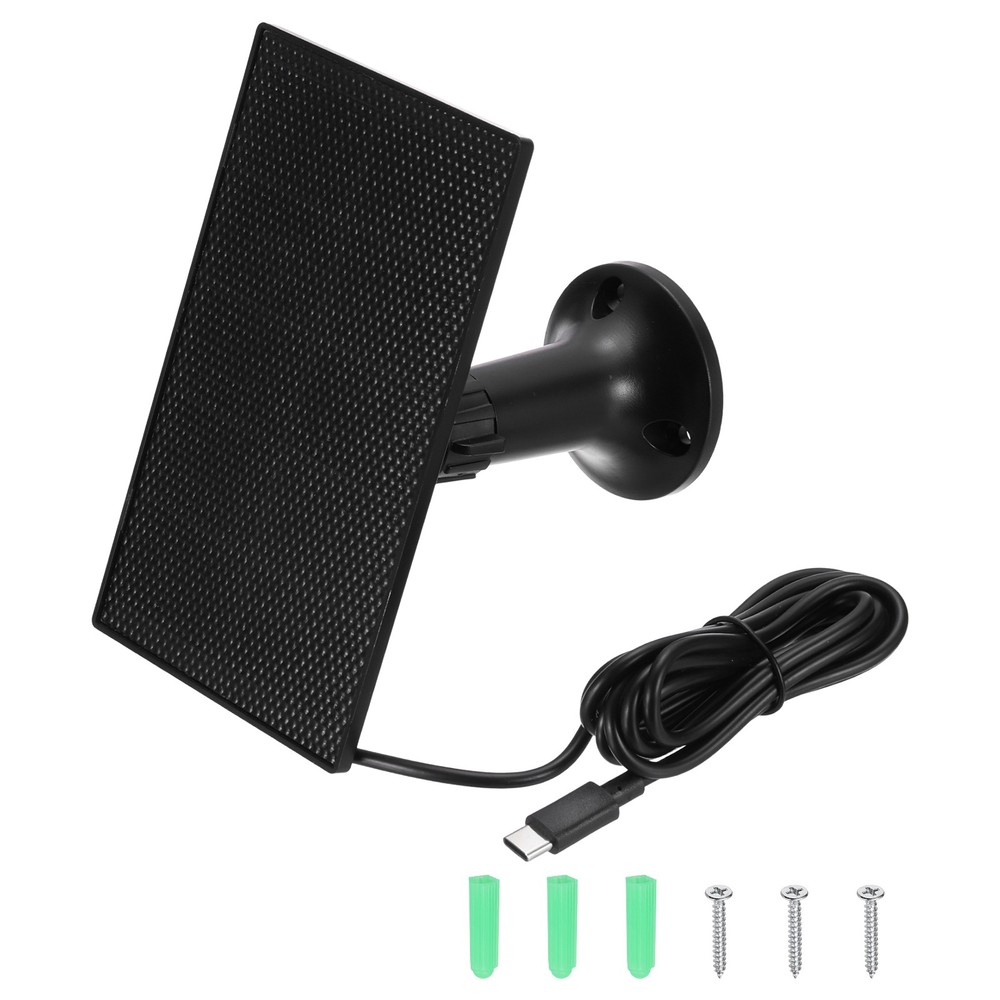 Solar Panel, 2W 6V USB Solar Panel Charger with 360 Wall Mount, Black