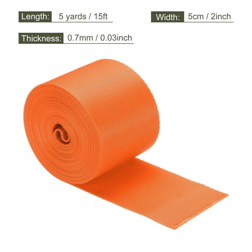 Flat Nylon Webbing Strap 2 Inch 5 Yards Orange for Backpack