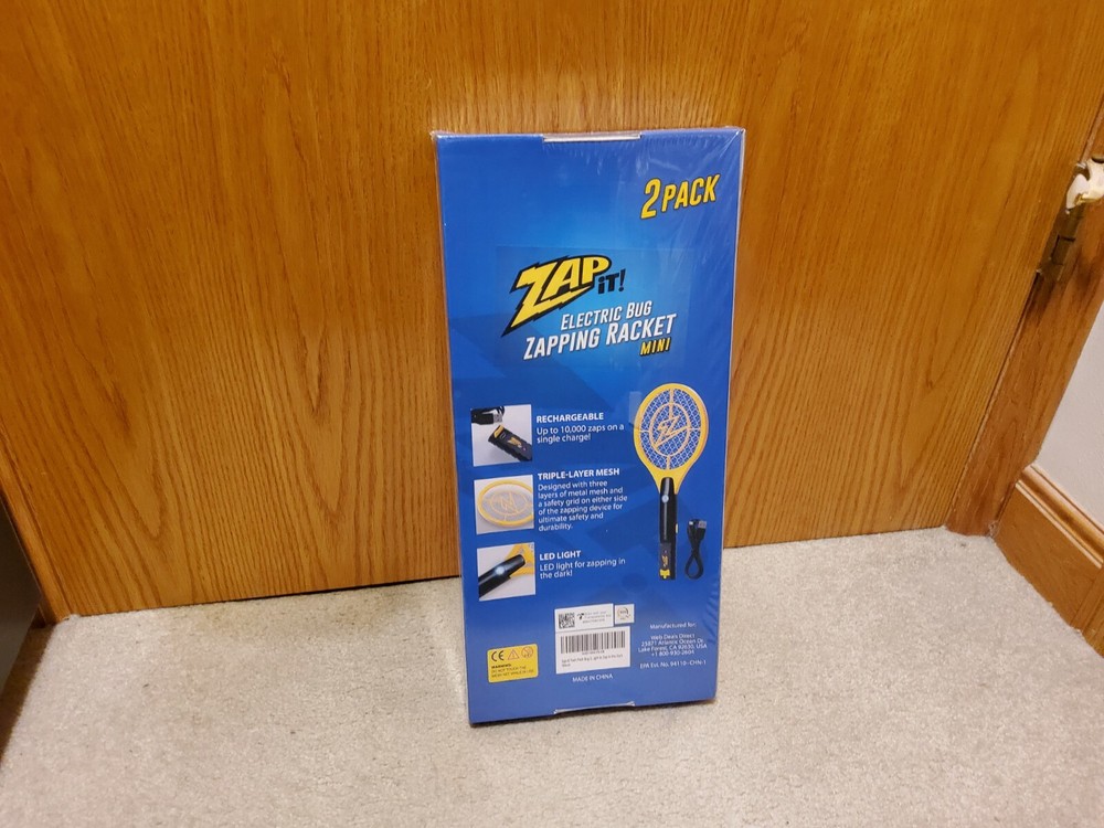 Zap It Bug Zapper Rechargeable Bug Zapper Racket Mini 2-Pack Led Light Sealed