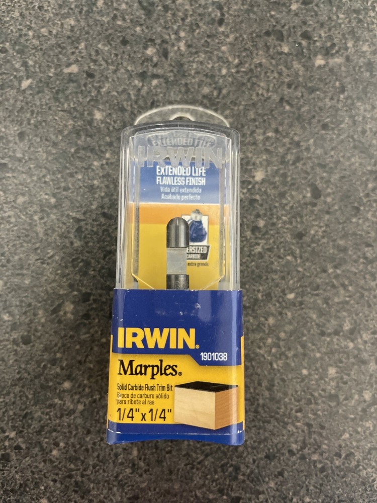 Irwin 1901038, Marples Solid Carbide Laminate Flush Trimming Bit 1/4" Shank