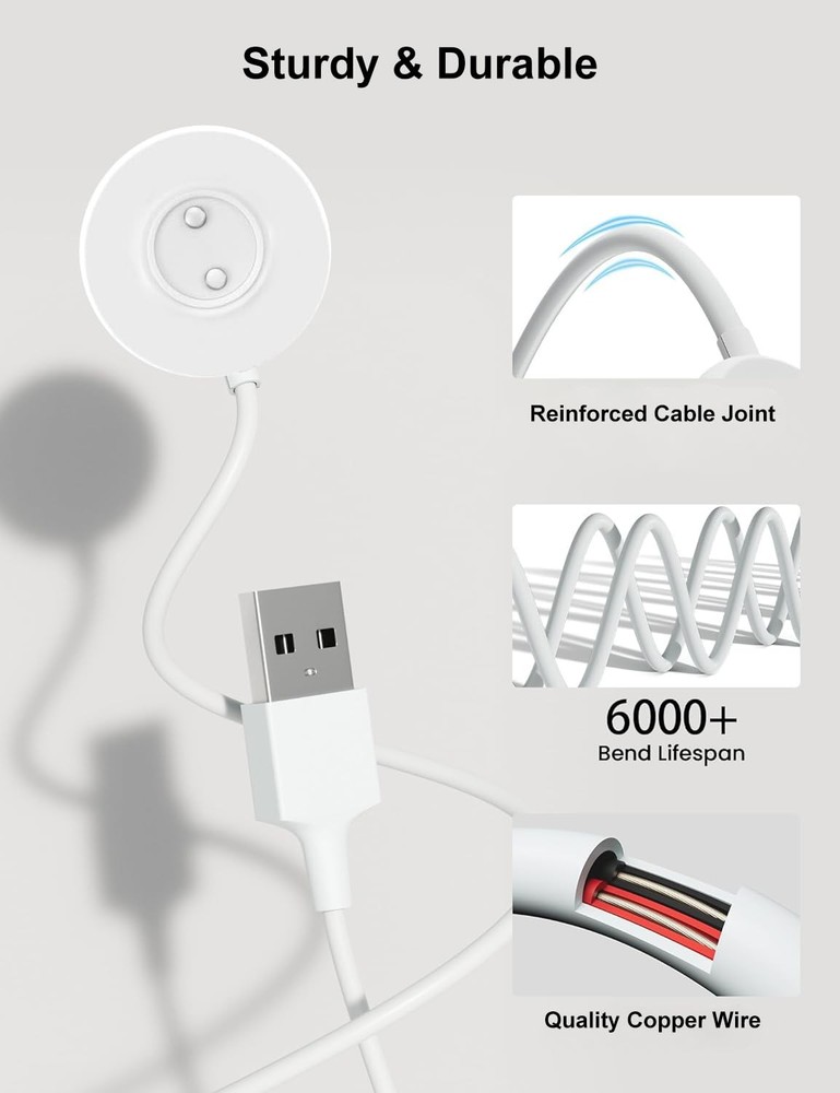 Rose Charger - Magnetic Replacement - Fast Charging USB 1PACK, White