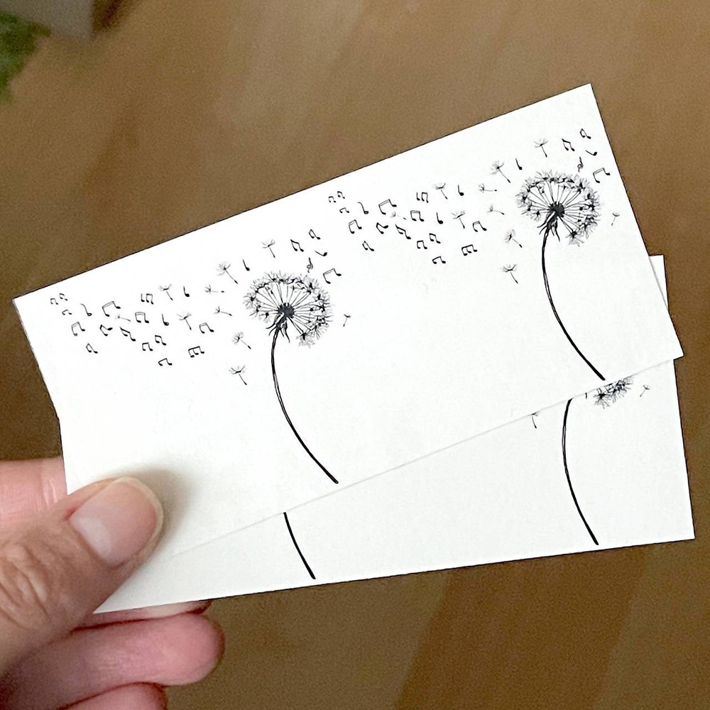 Temporary tattoo sheet Flying Notes Dandelions, Tiny Black Dandelion Tattoos
