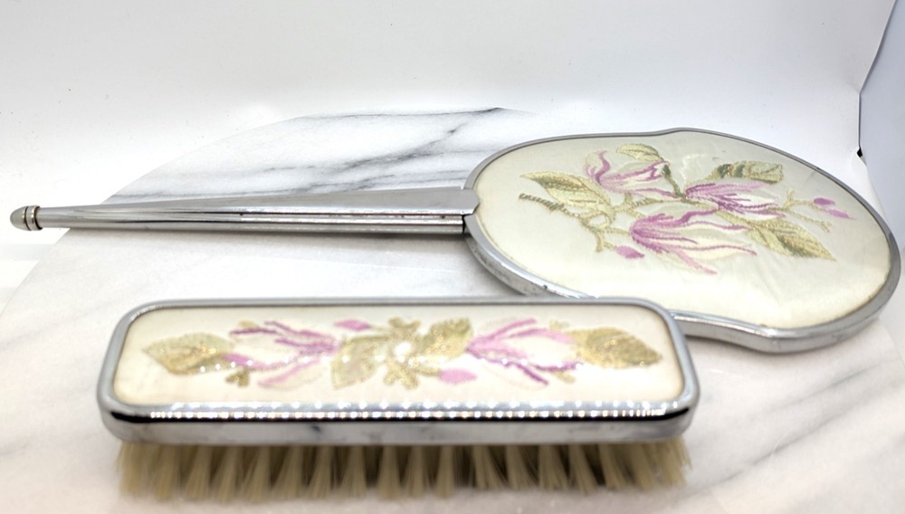 Vintage 50's Dressing Table Mirror and Brush
