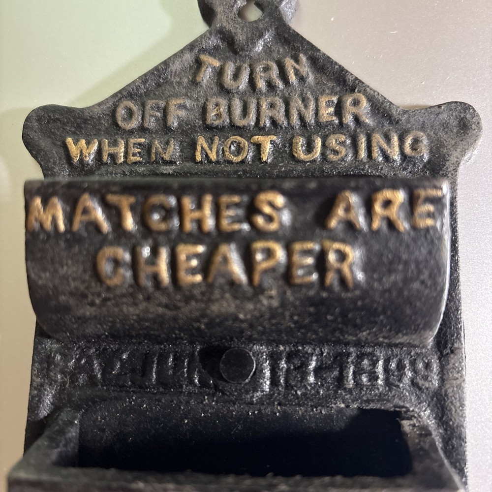 Antique Cast Iron Double Matchstick Holder - EUC