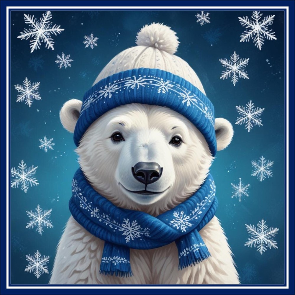 30 Custom Polar Bear Winter Art Personalized Address Labels