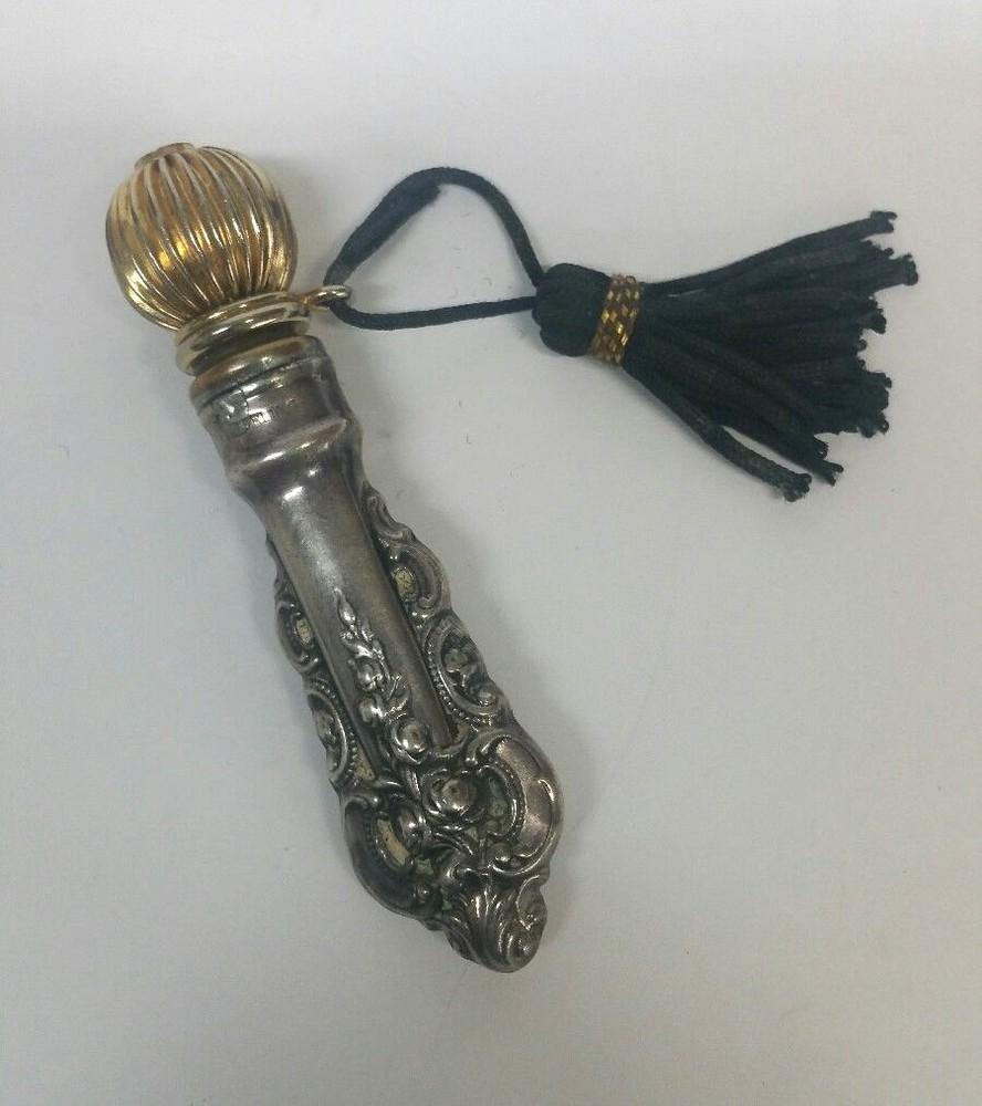 Art Noveau style Solid Sterling Silver Perfume Scent Bottle 3''