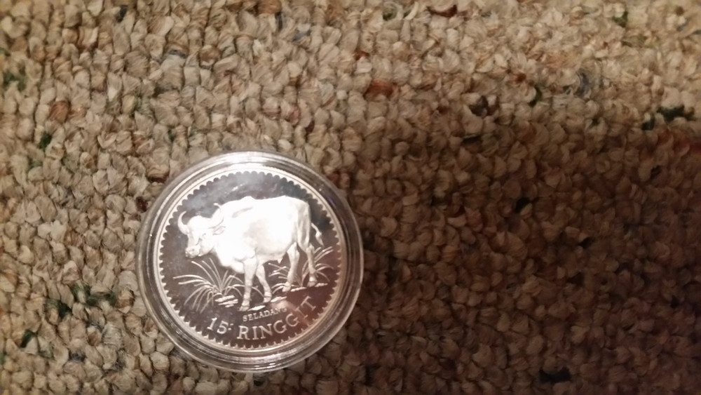 1976 MALAYSIA, 15 Ringgit, Seladang, silver .925