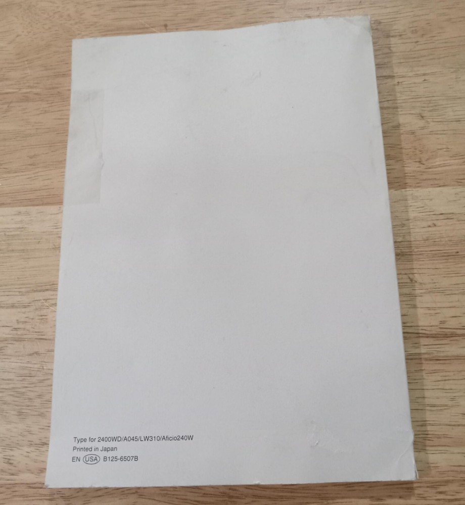 Operating Instructions General Setting Guide for Aficio 240W 2400WD A045 LW310