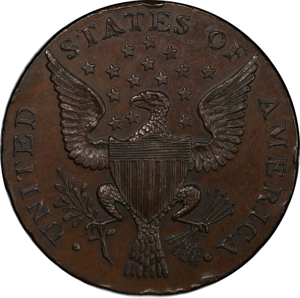 1792 WASH GETZ, SM EAGLE CENT PCGS MS 61 BN